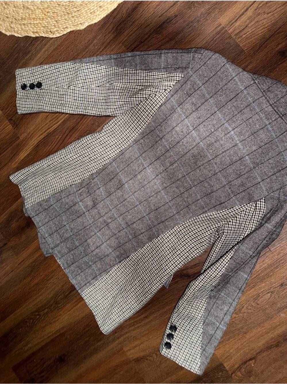 Avec Les Filles Mixed Plaid Double Breasted Blazer party summer $169  Classic